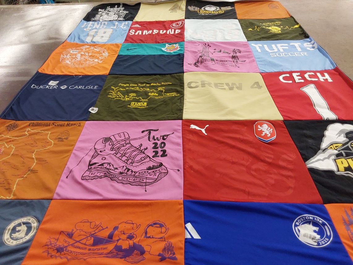 T-shirt quilt from tufts university by Jason from MA