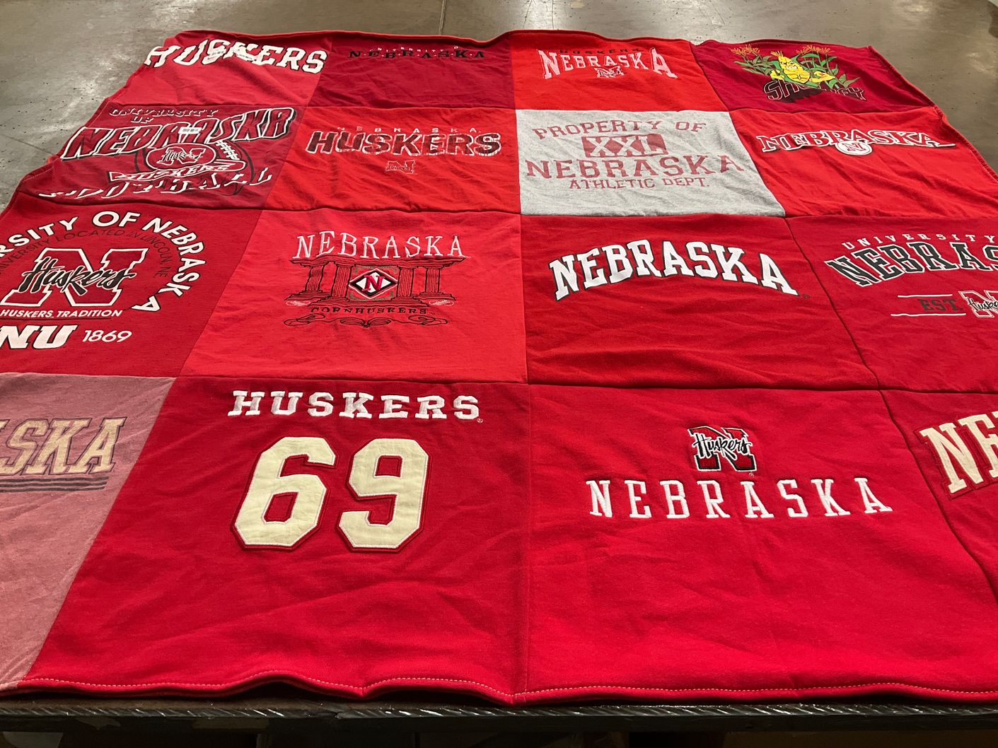T-shirt quilt featuring nebraska huskers by Joel from AZ