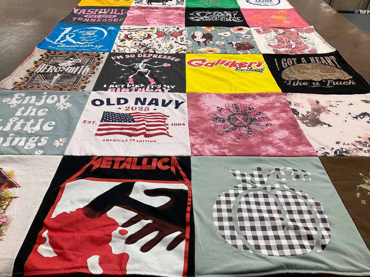 T-shirt quilt with music, fashion themes by Lynell from PA
