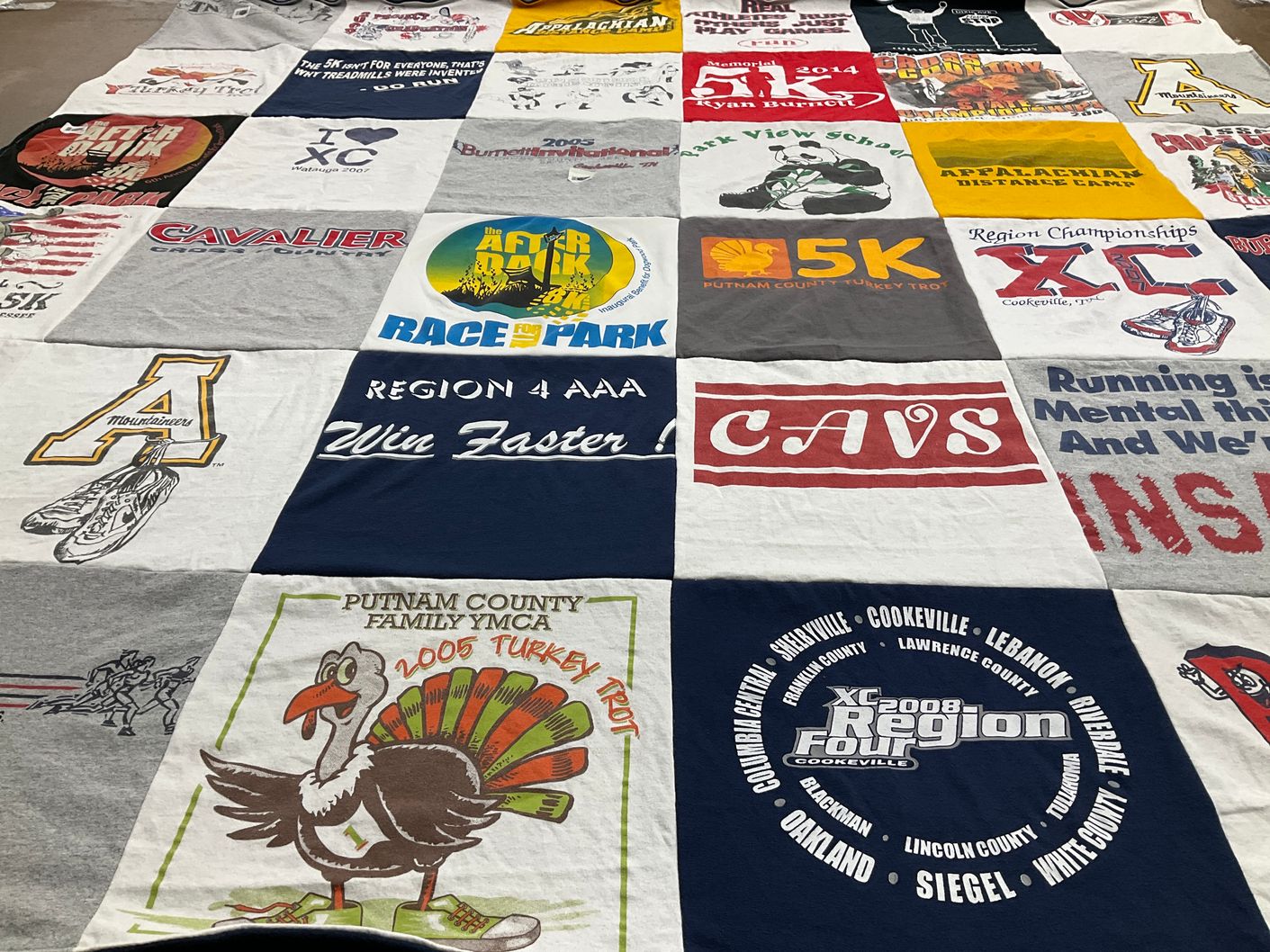 T-shirt quilt featuring cookeville high school cross country team by Alexis from TN