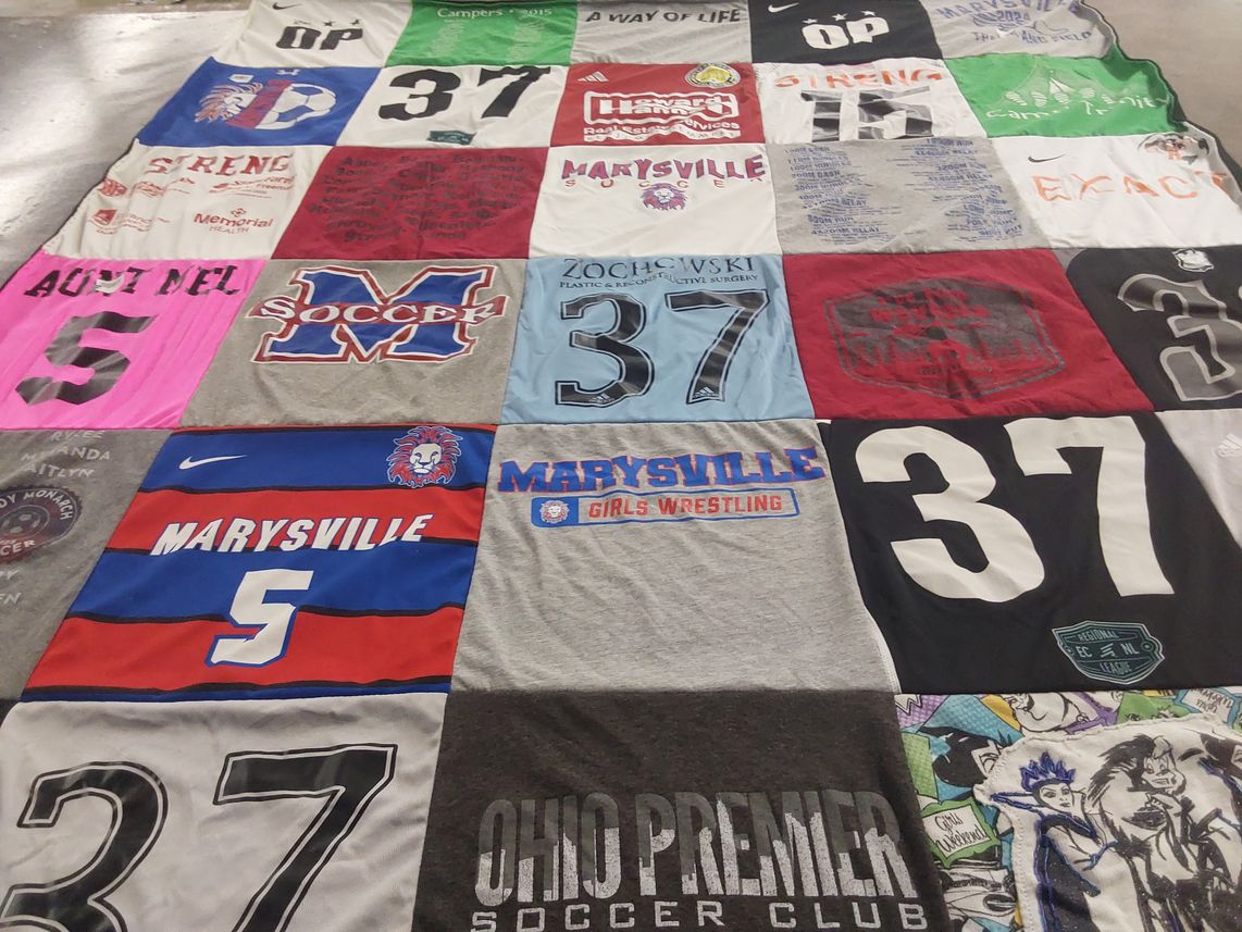 T-shirt quilt from marysville college by ARIN from OH