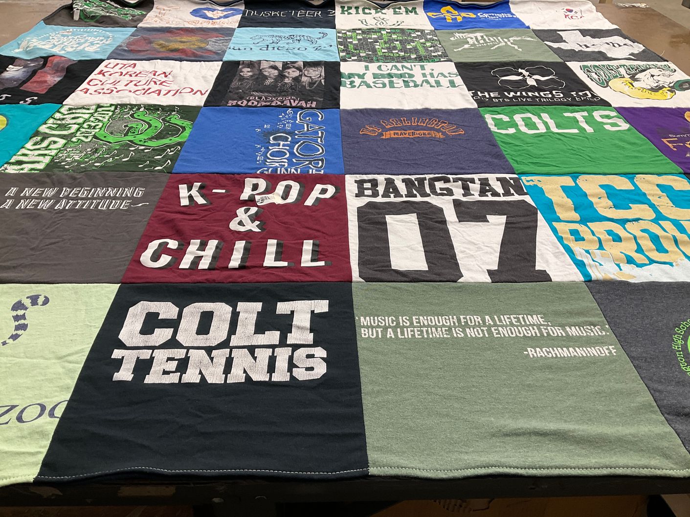 T-shirt quilt featuring colts by Susa from TX