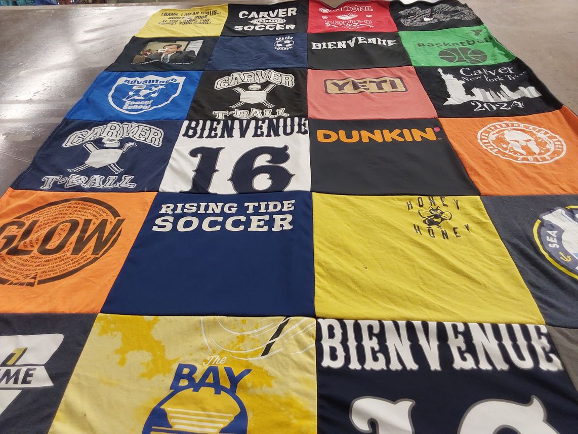 T-shirt quilt featuring carver t-ball team by Katie from MA