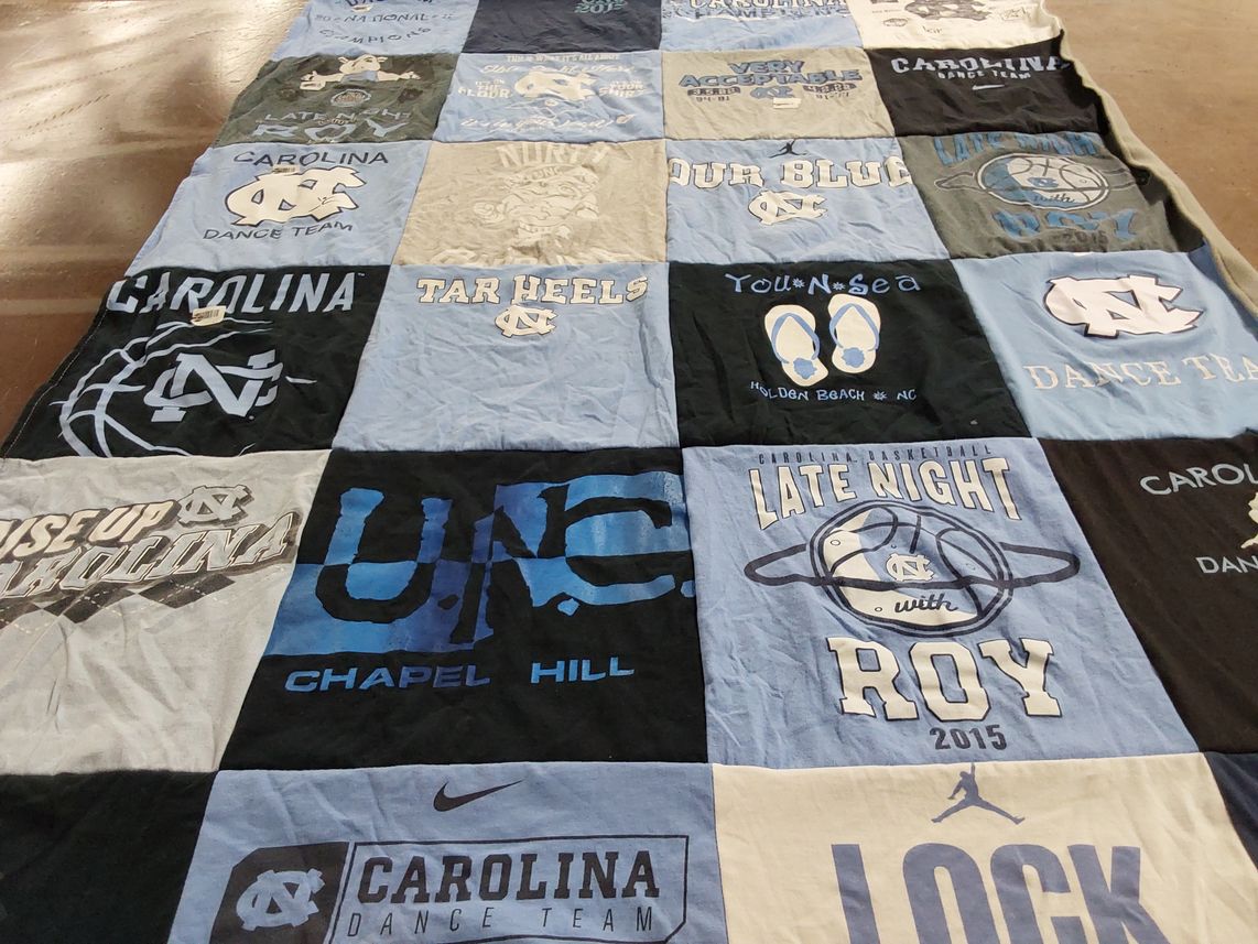 T-shirt quilt featuring university of north carolina basketball by Lacy from NC