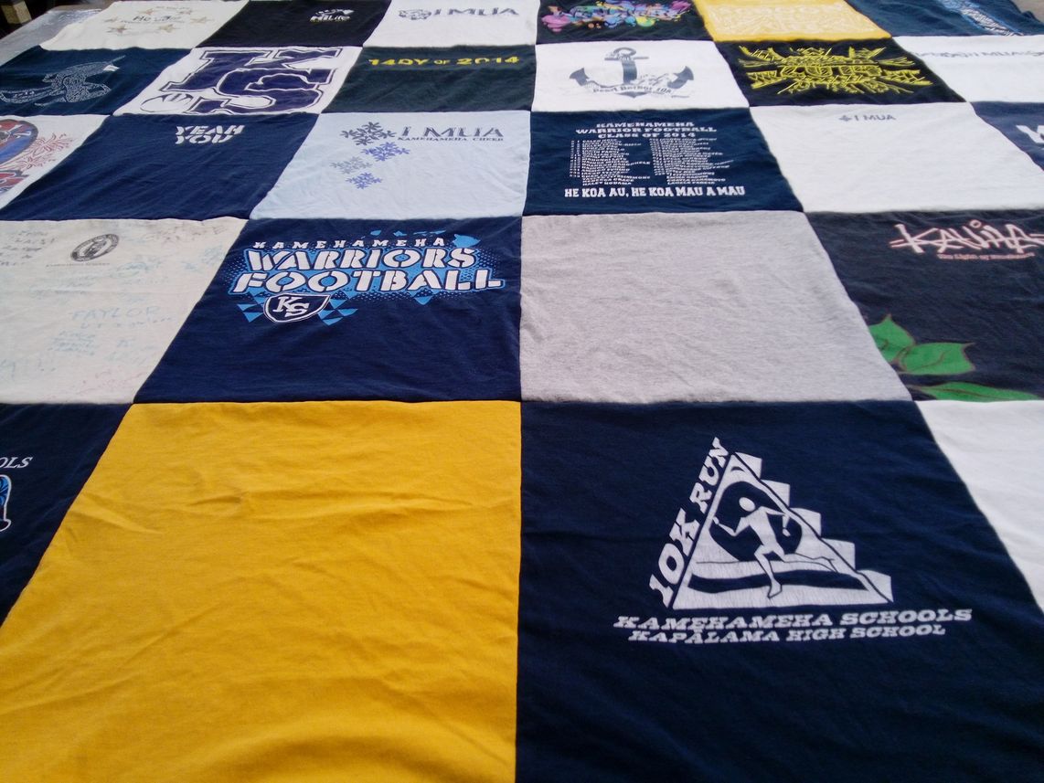 T-shirt quilt featuring kam'ehameha schools warriors football by LEIANNE from HI