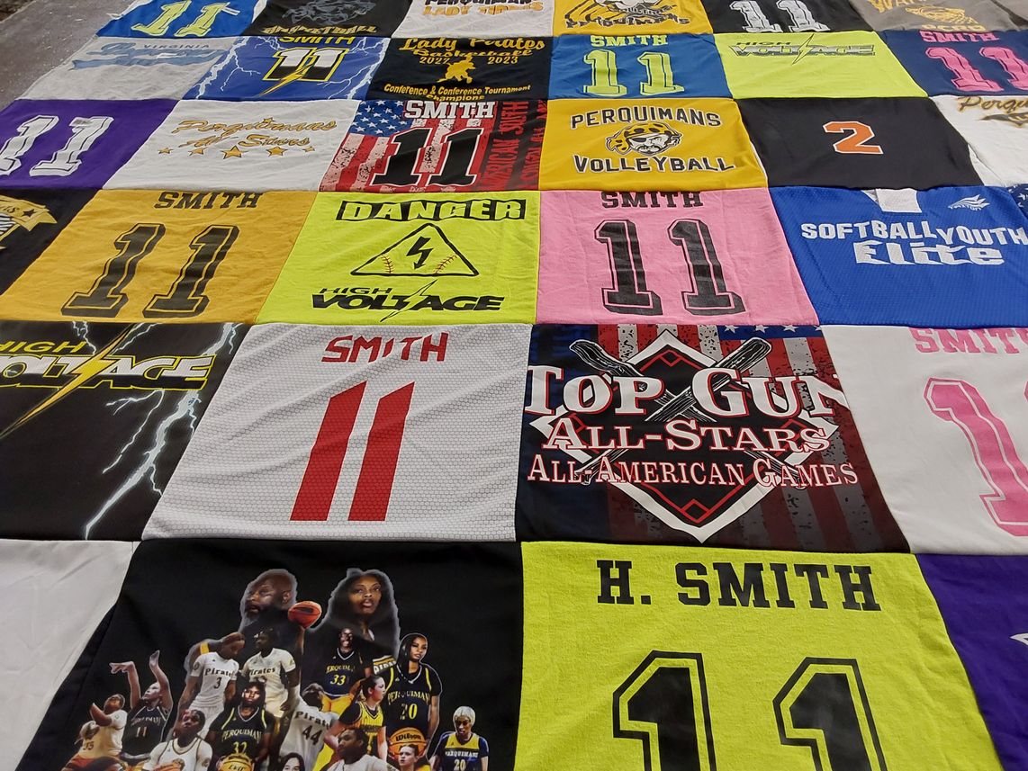 T-shirt quilt from perquimans high school by April from NC