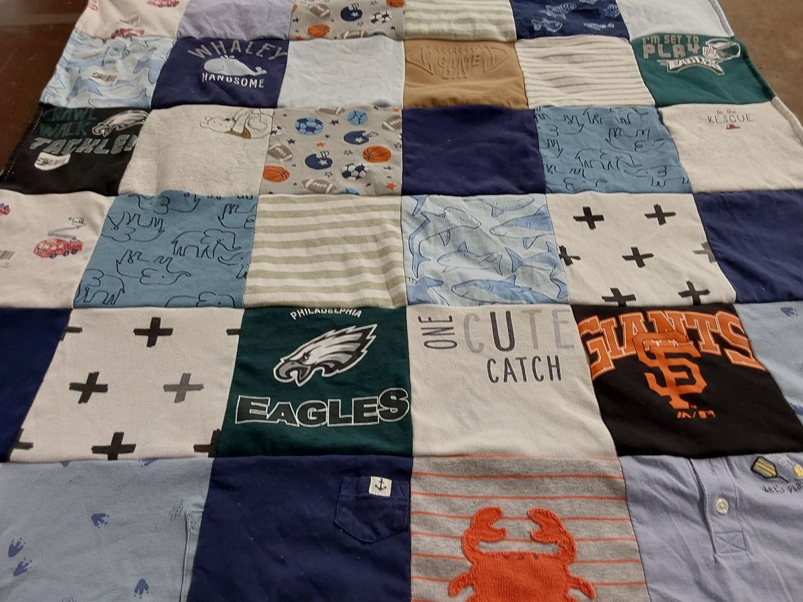 T-shirt quilt featuring philadelphia eagles, san francisco giants by Tracy from CA