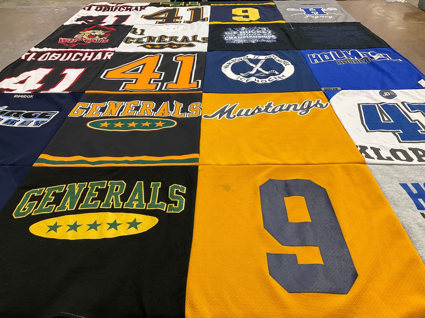 T-shirt quilt featuring generals, mustangs by Natalie from NJ
