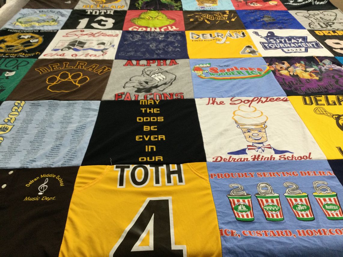 T-shirt quilt featuring delran falcons by Jen from NJ