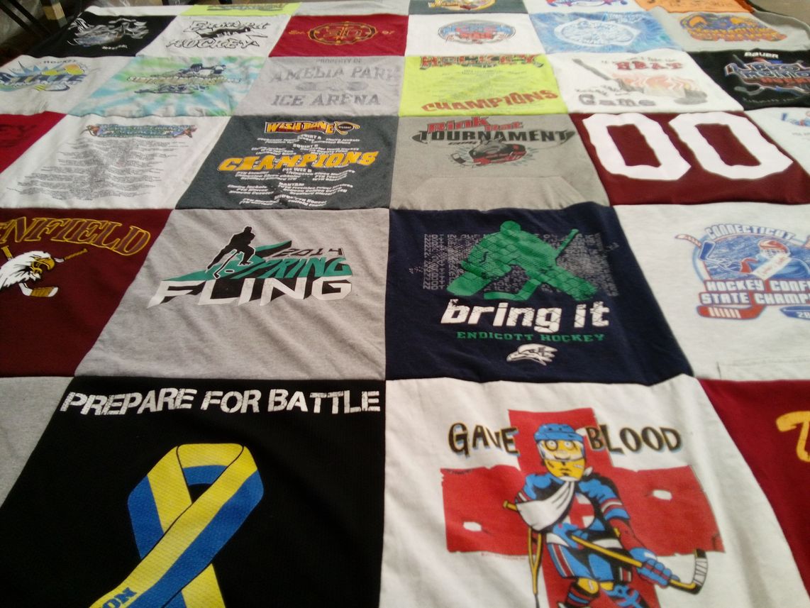 T-shirt quilt from enfield high school, endicott college by Terry from CT