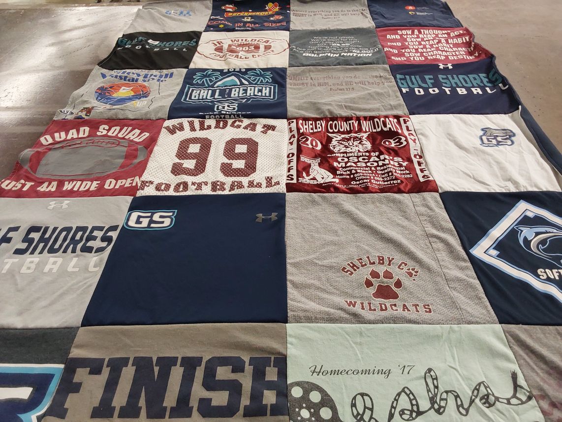 T-shirt quilt featuring shelby county wildcats football, gulf shores football by Tanya from AL