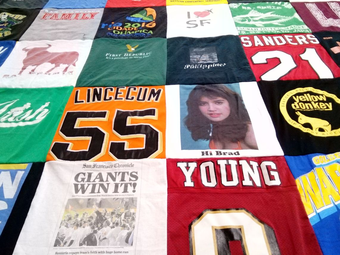 T-shirt quilt featuring san francisco giants, golden state warriors by Rey from CA