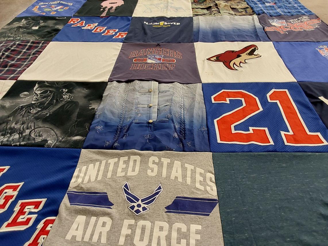 T-shirt quilt featuring new york rangers, arizona coyotes by Maria from AZ