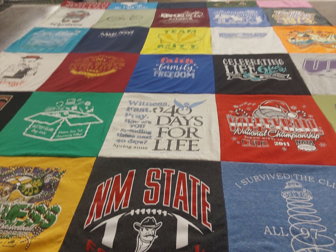 T-shirt quilt featuring new mexico state university by Pamela from IA