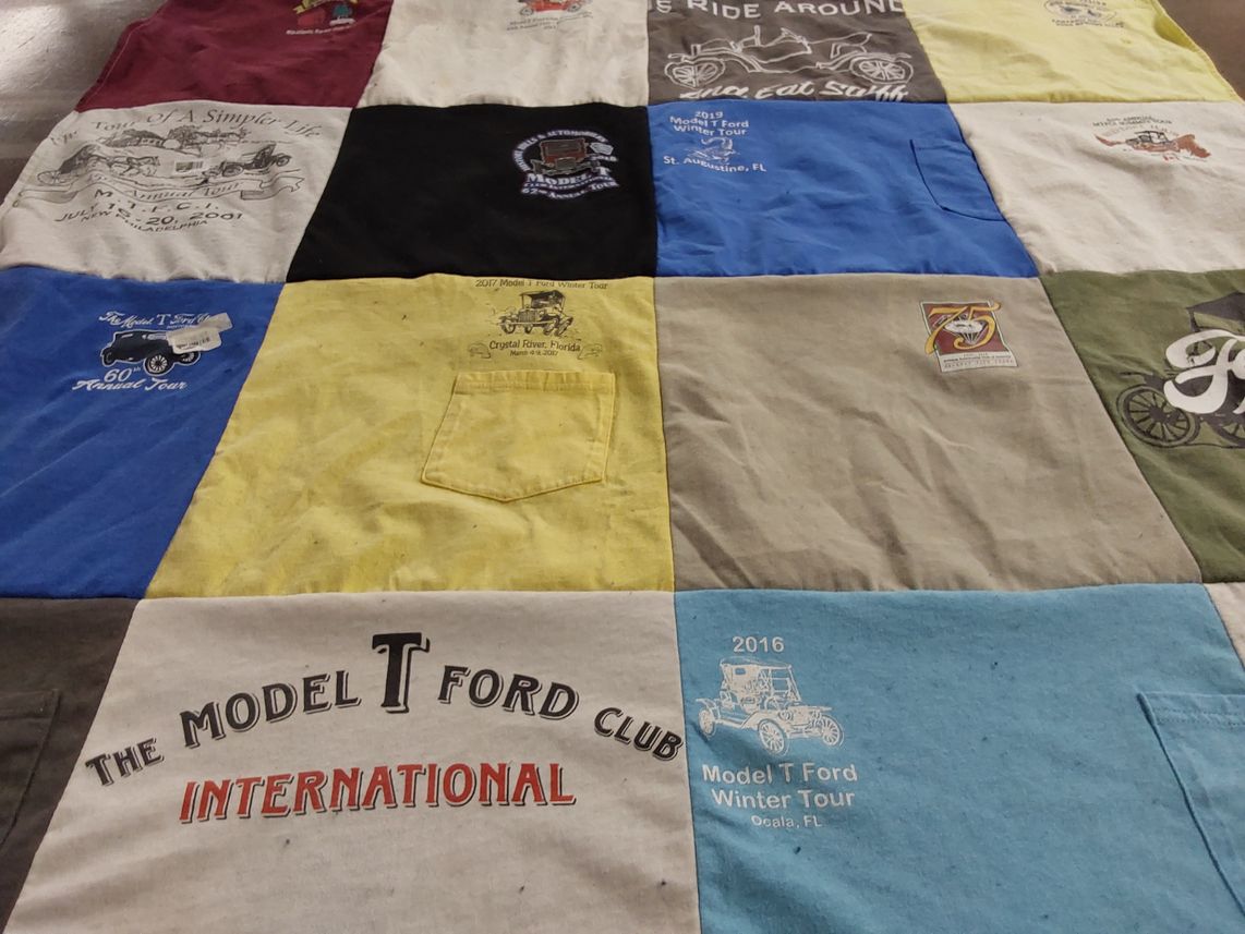 T-shirt quilt with automobiles, collecting themes by Allison from VA