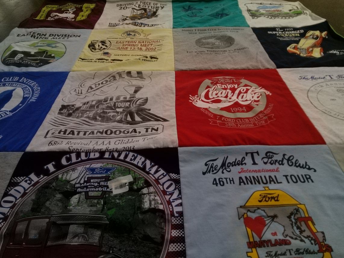 T-shirt quilt with automobiles, car shows themes by Allison from VA