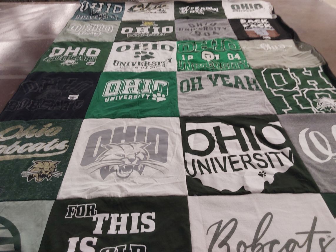 T-shirt quilt featuring ohio university bobcats by Amanda from OH