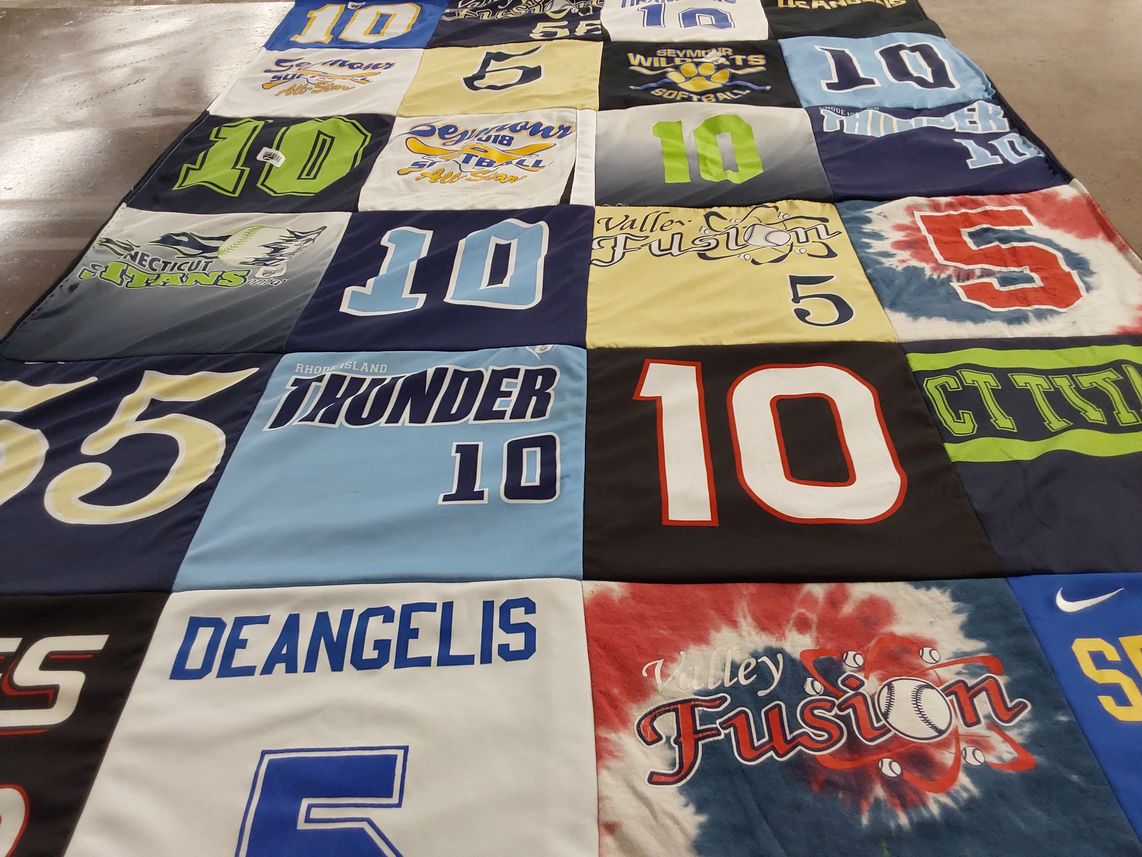 T-shirt quilt featuring rhode island thunder, connecticut titans by Rebecca from CT