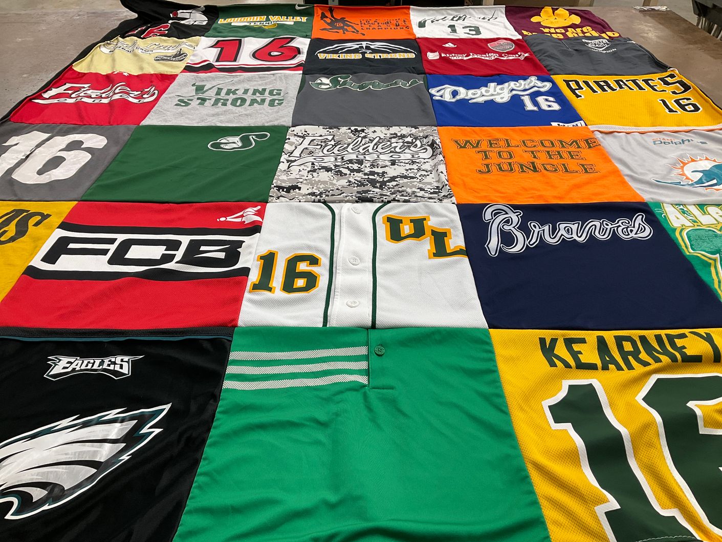 T-shirt quilt featuring braves, dodgers by Allison from VA