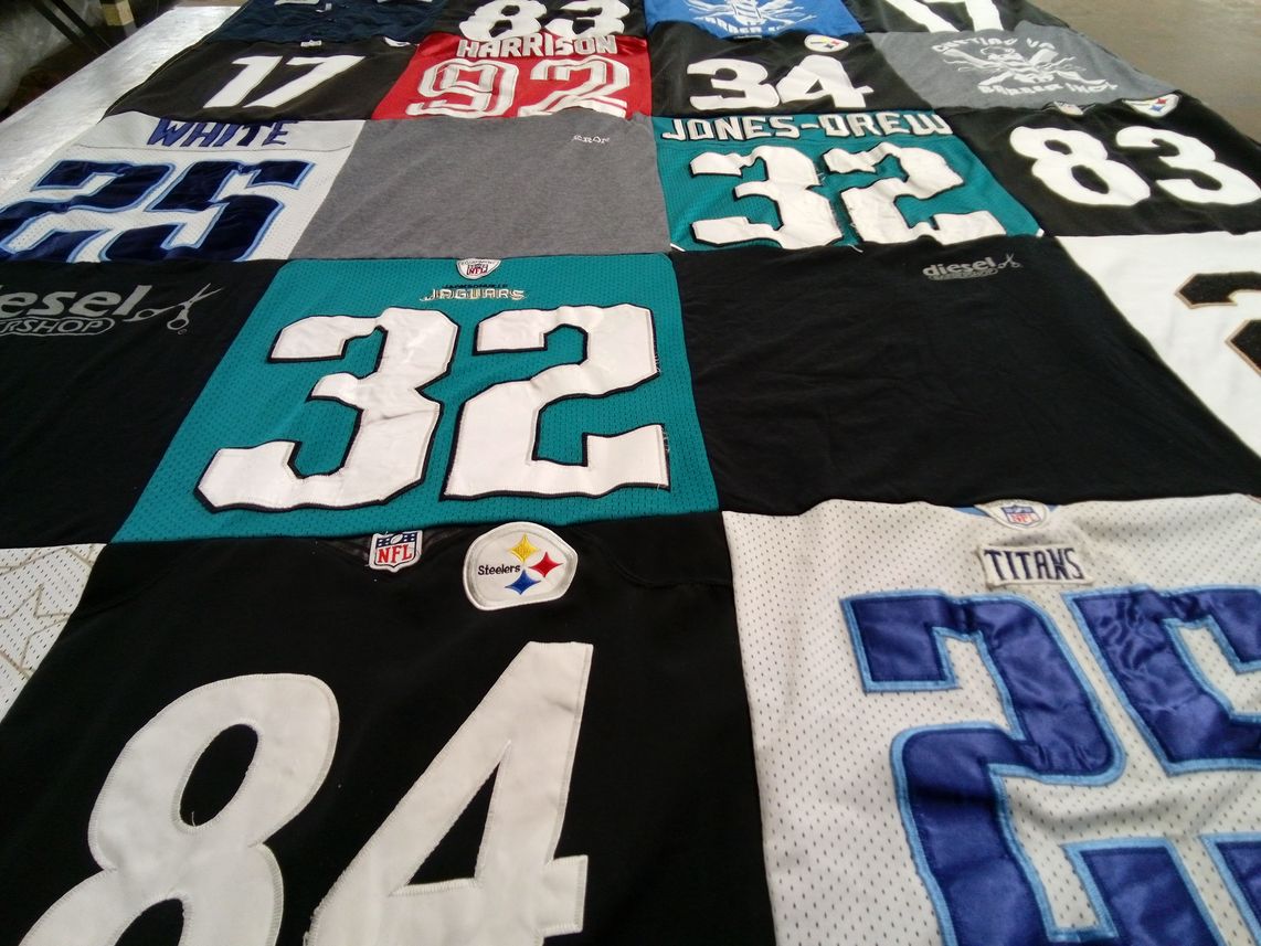 T-shirt quilt featuring jacksonville jaguars, pittsburgh steelers by Kristy from PA