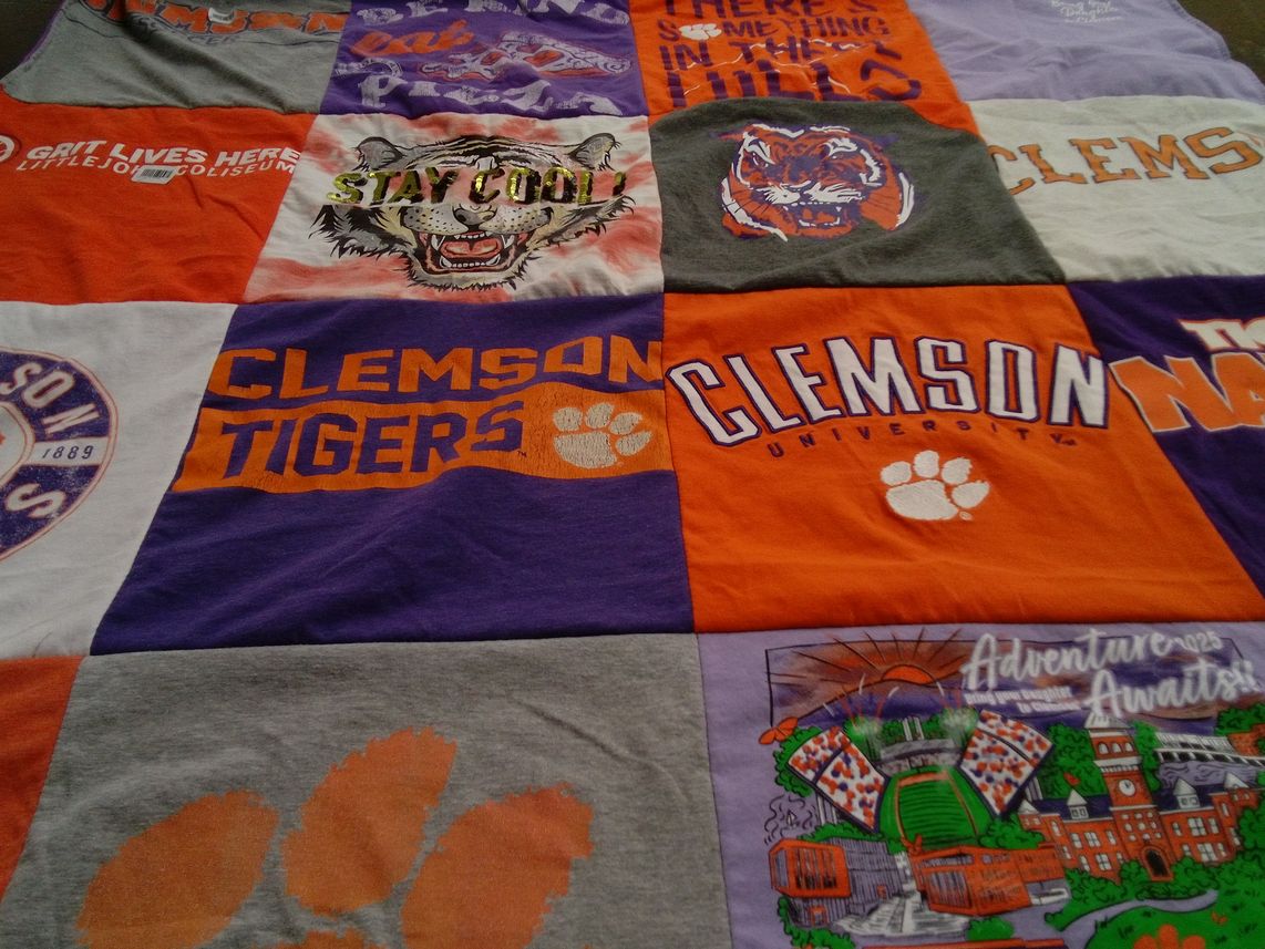 T-shirt quilt featuring clemson tigers by Demi from SC