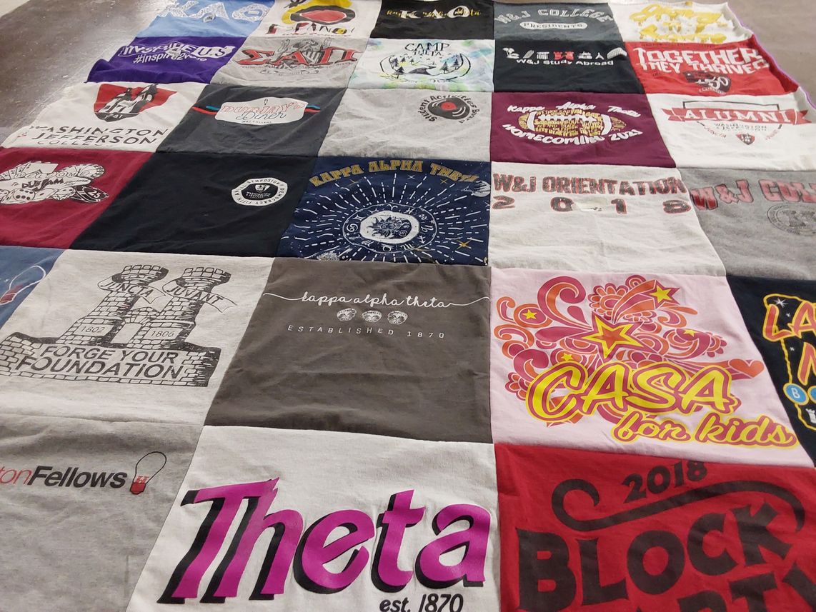 T-shirt quilt from washington jefferson college by Isabelle from PA