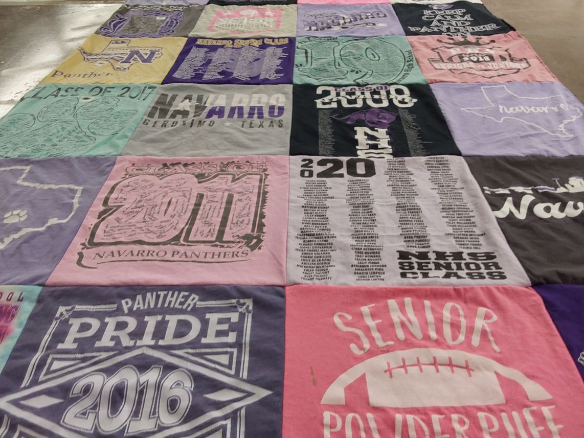 T-shirt quilt featuring navarro panthers by Susan from TX