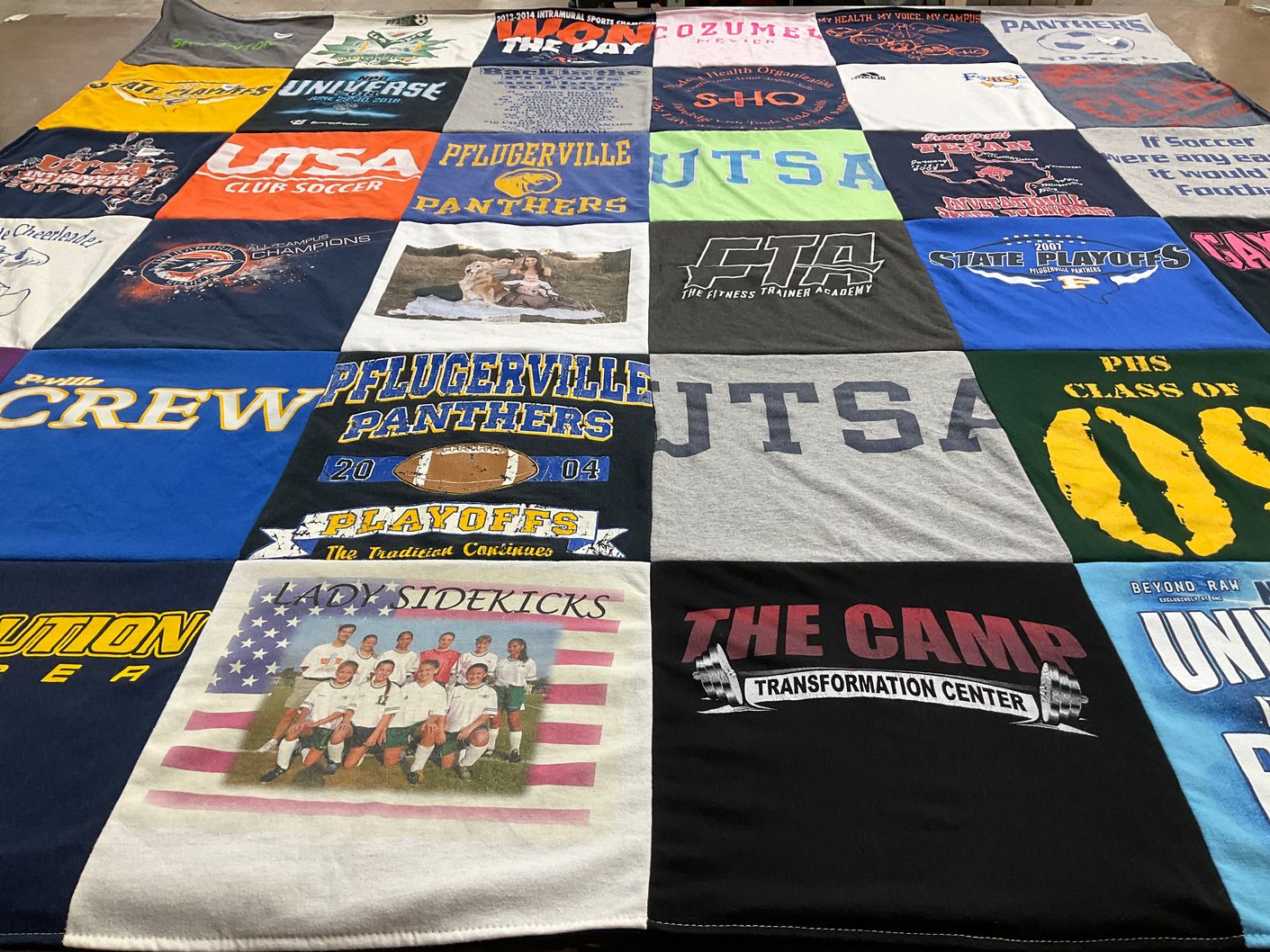 T-shirt quilt featuring pfugerville panthers by Keri from TX
