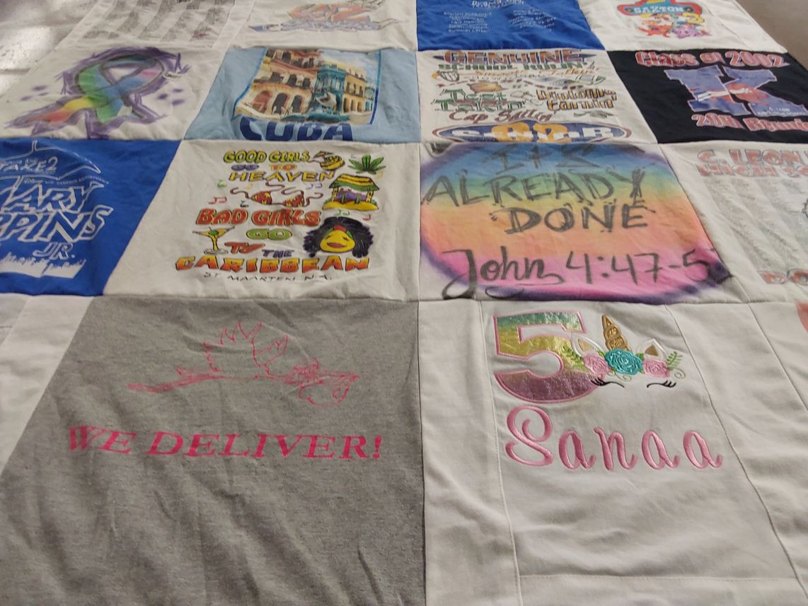 T-shirt quilt with caribbean, celebration themes by Alexis from FL