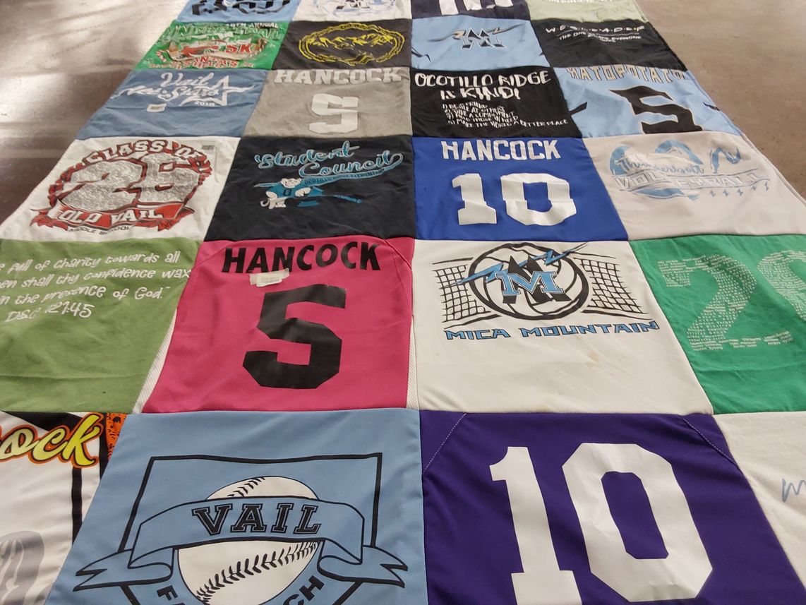 T-shirt quilt featuring hancock high school by Cherece from AZ