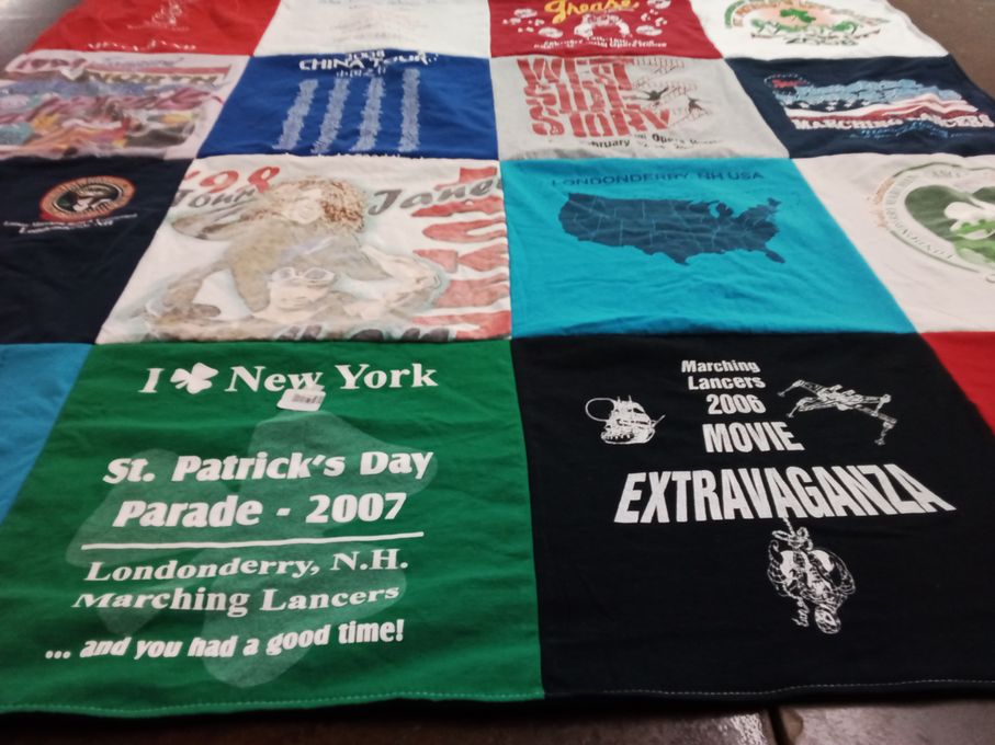 T-shirt quilt with parade, marching bands themes by Lena from MA