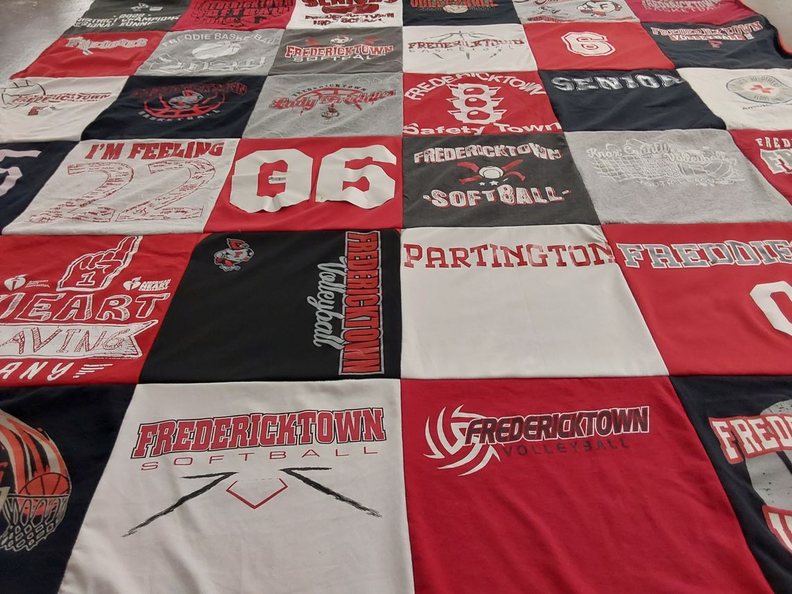 T-shirt quilt featuring fredericktown volleyball, fredericktown softball by Tammy from OH