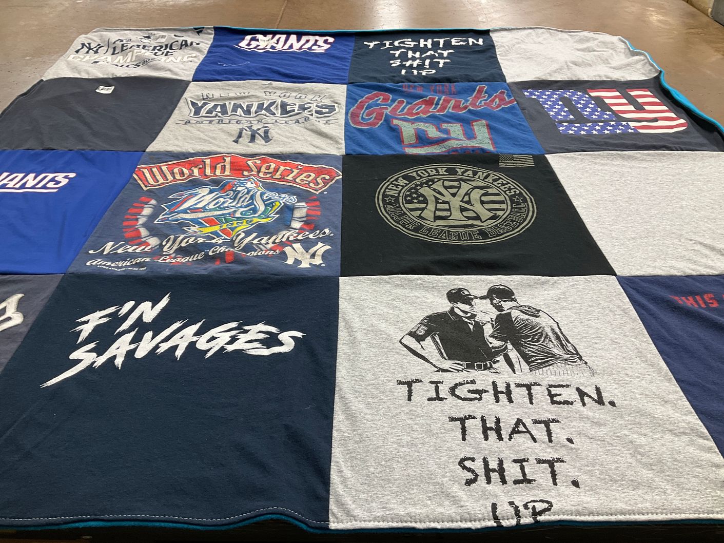 T-shirt quilt featuring new york giants, new york yankees by Kendra from CA