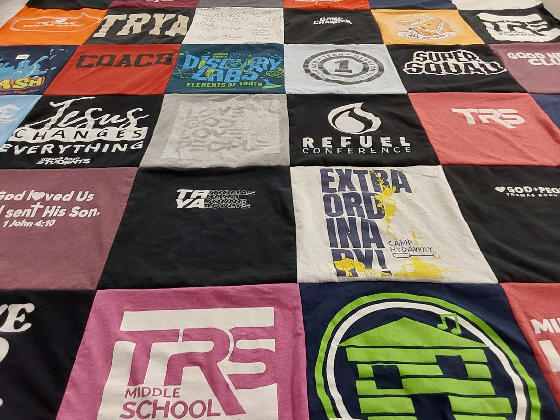 T-shirt quilt from thomas road middle school by Renae from TN