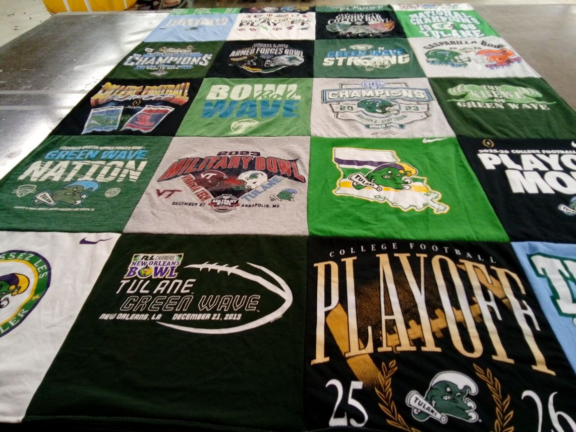 T-shirt quilt featuring tulane green wave by Joseph from MS