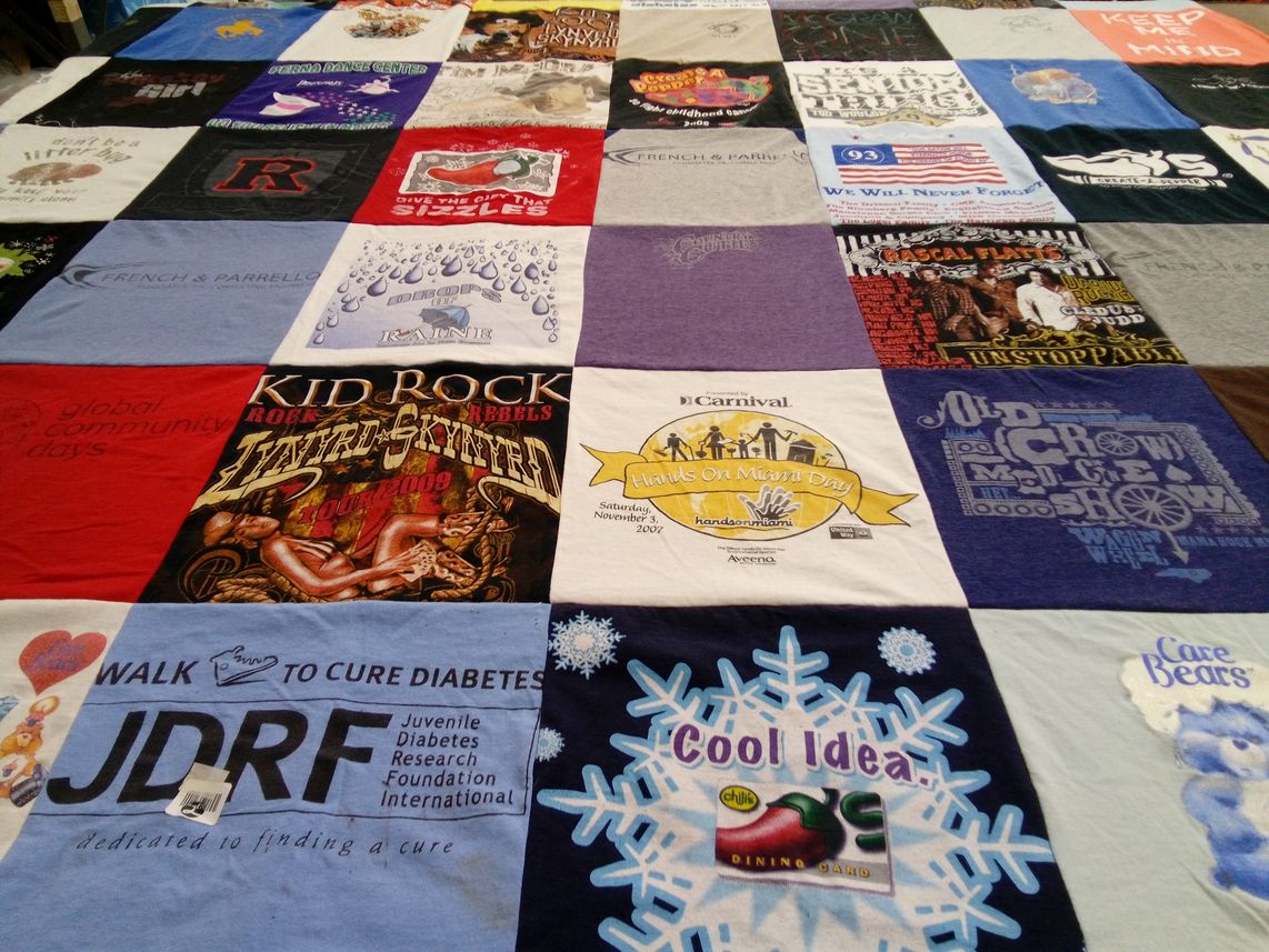 T-shirt quilt with music, dance themes by Melissa from NJ