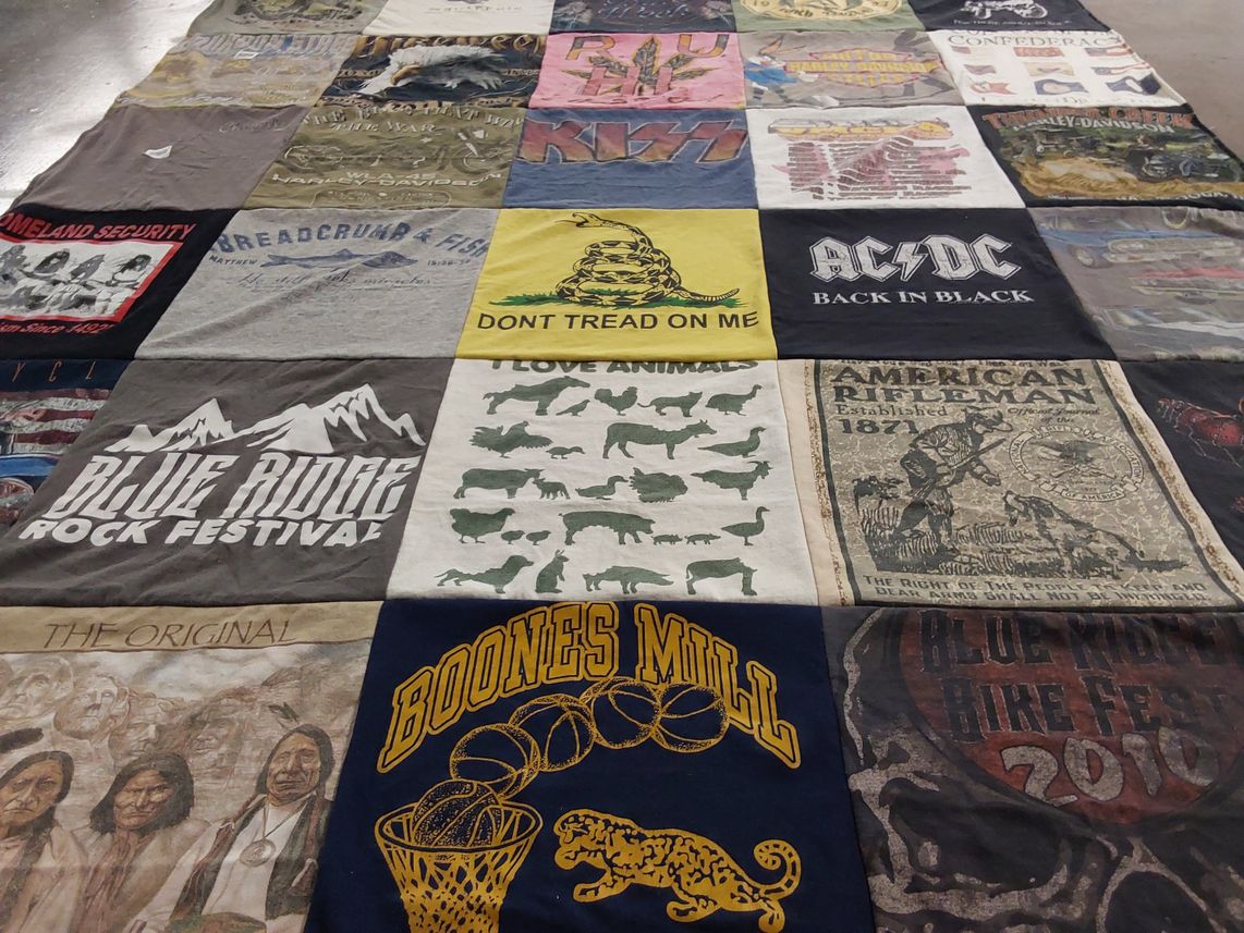 T-shirt quilt with music, animals themes by Lori from VA