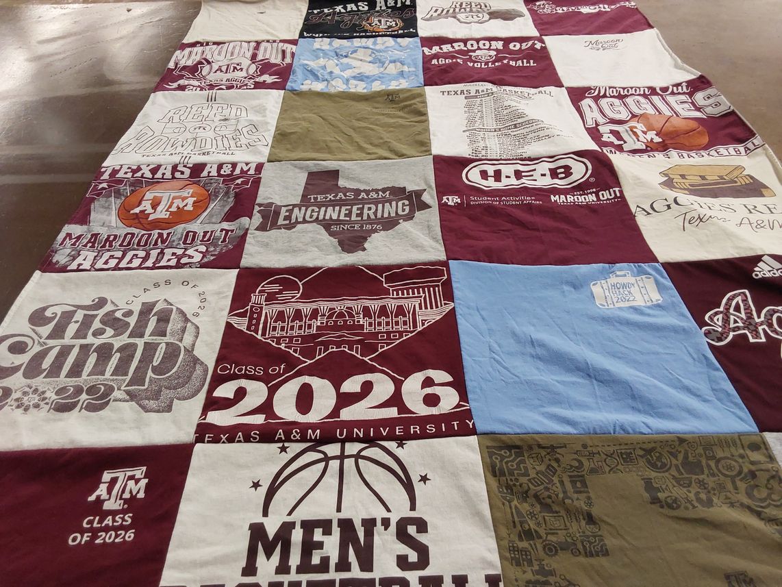 T-shirt quilt featuring texas a&m university basketball by Clara from TX