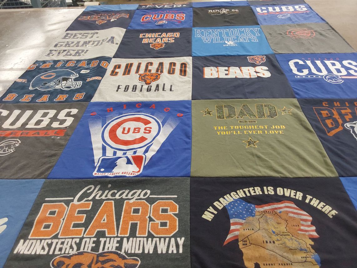 T-shirt quilt featuring chicago bears, chicago cubs by VICTORIA from TX