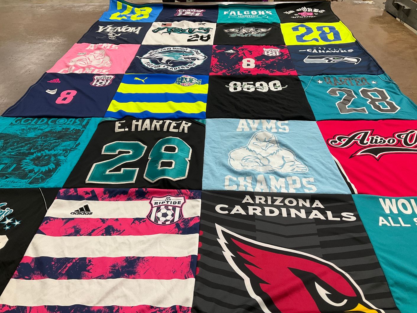T-shirt quilt featuring arizona cardinals, seattle seahawks by william from CA