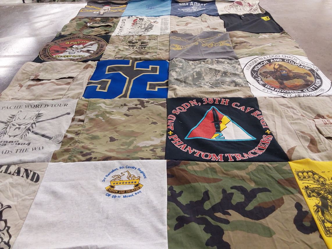 T-shirt quilt with military, service themes by Brandi from VA