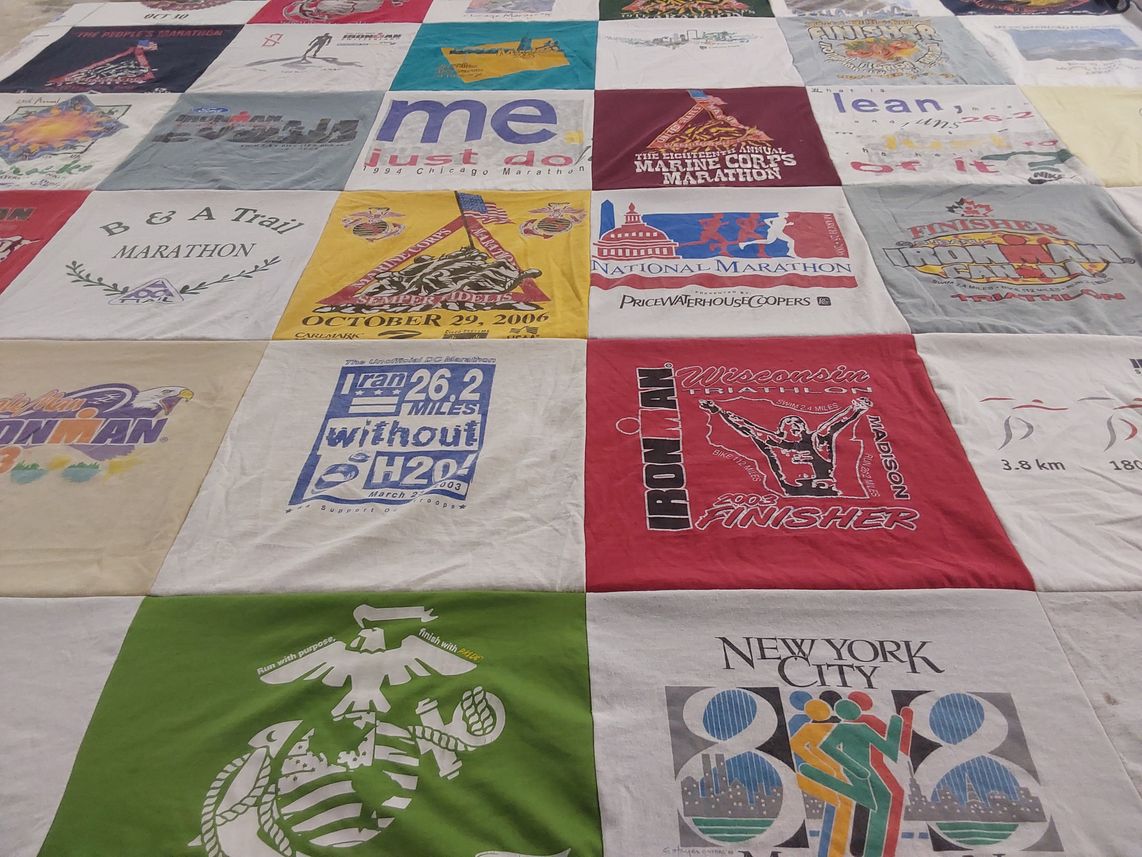 T-shirt quilt with running, marathons themes by Reeves from DC