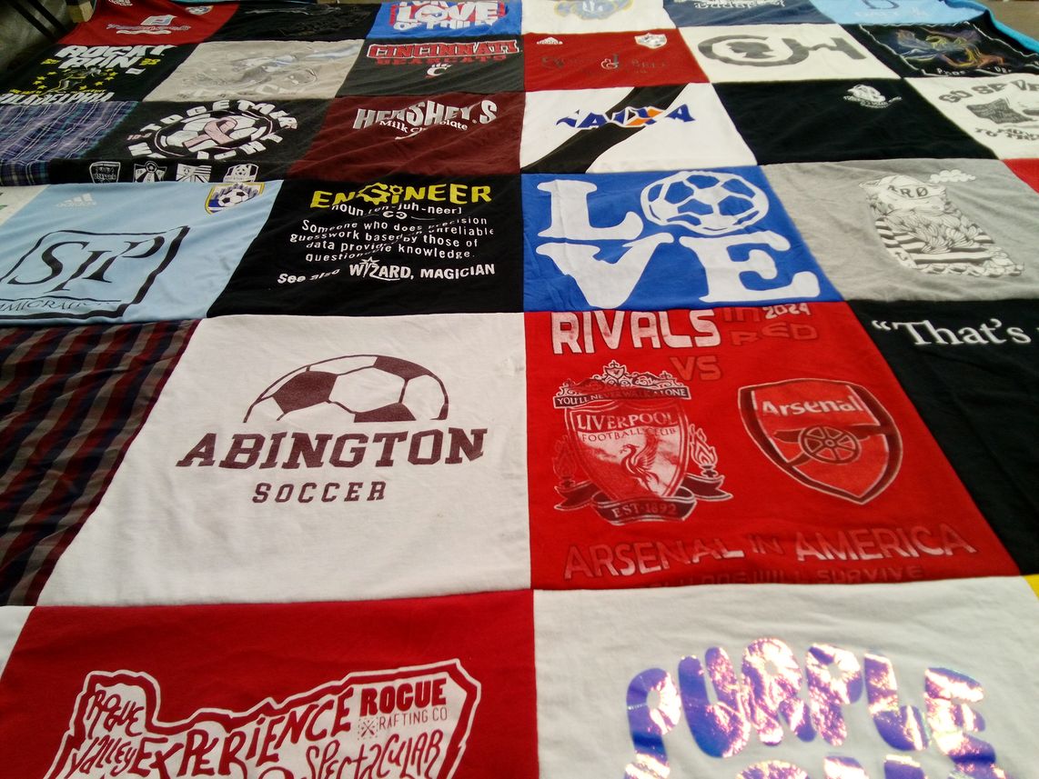 T-shirt quilt featuring liverpool football club, arsenal football club by Felicia from PA