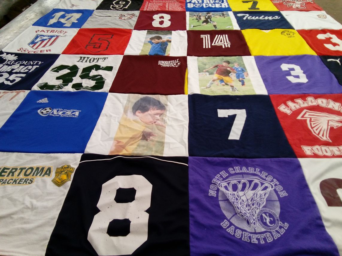 T-shirt quilt featuring patriot soccer, charleston impact by Lauren from SC