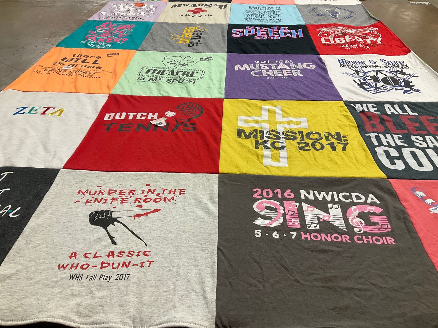 T-shirt quilt from newell-fonda high school by Kalina from IA