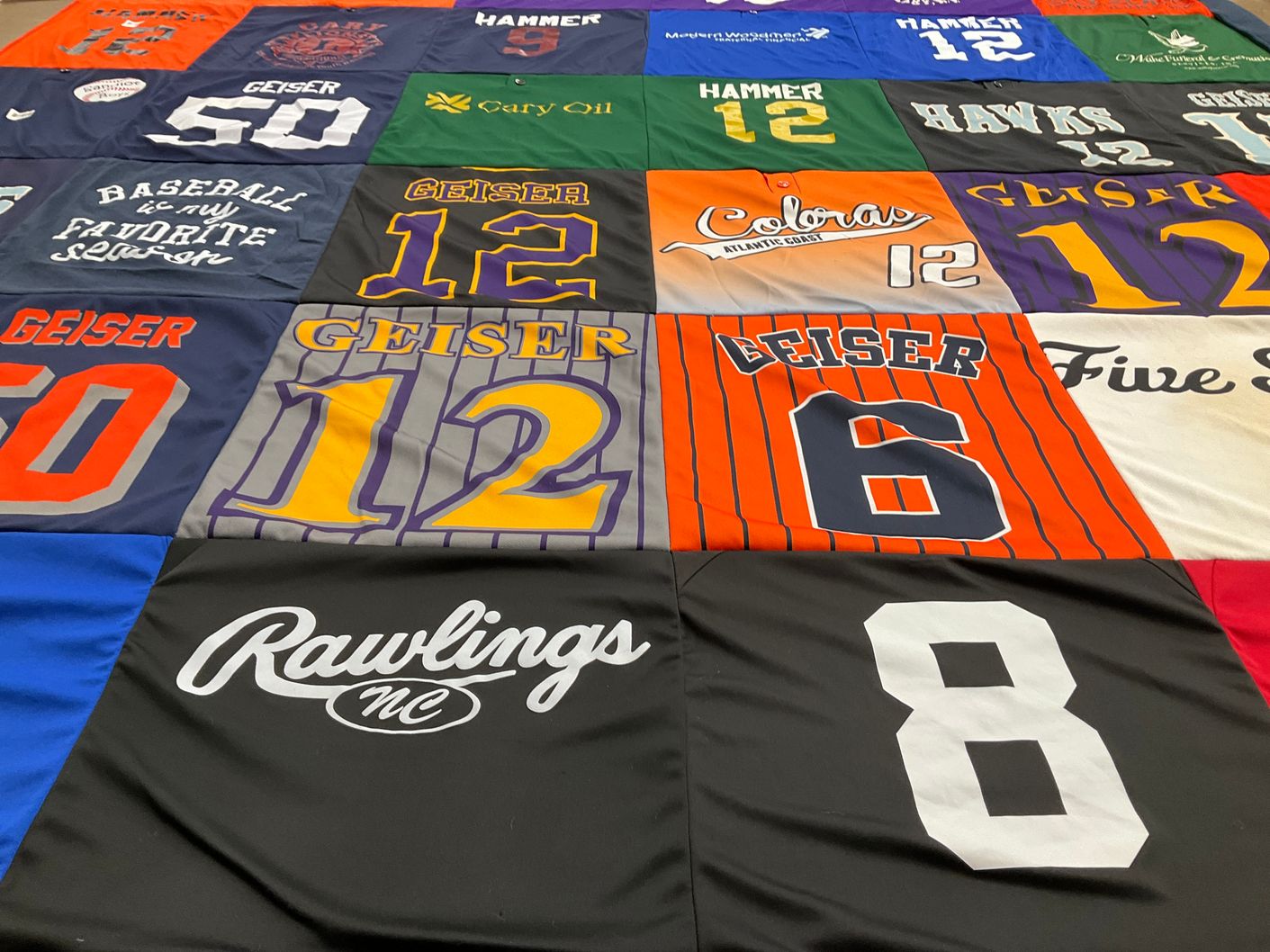T-shirt quilt with baseball themes by Michelle from NC