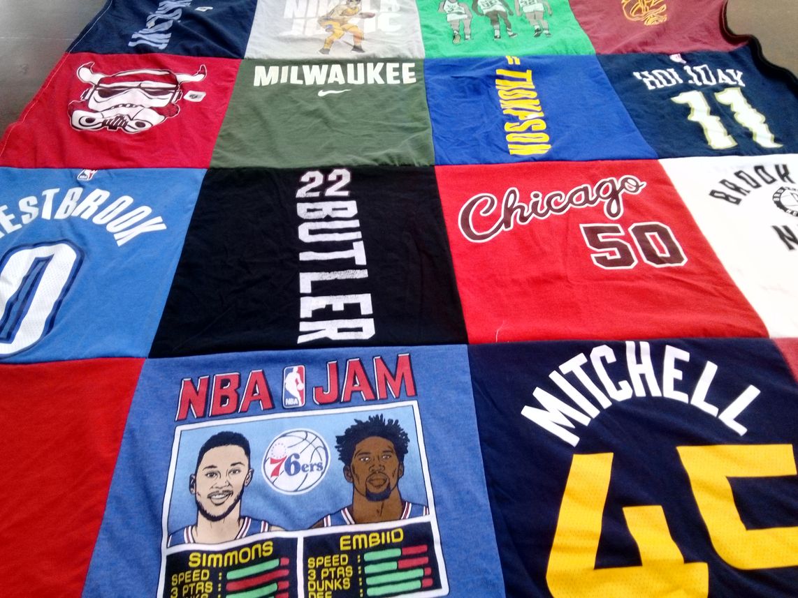 T-shirt quilt featuring milwaukee bucks, chicago bulls by John from WV