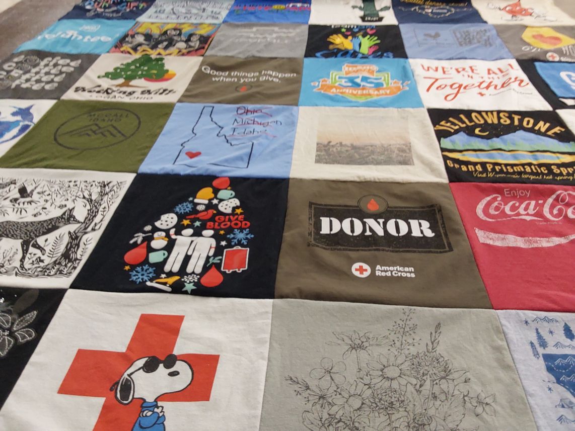T-shirt quilt with philanthropy, nature themes by Terese from OH