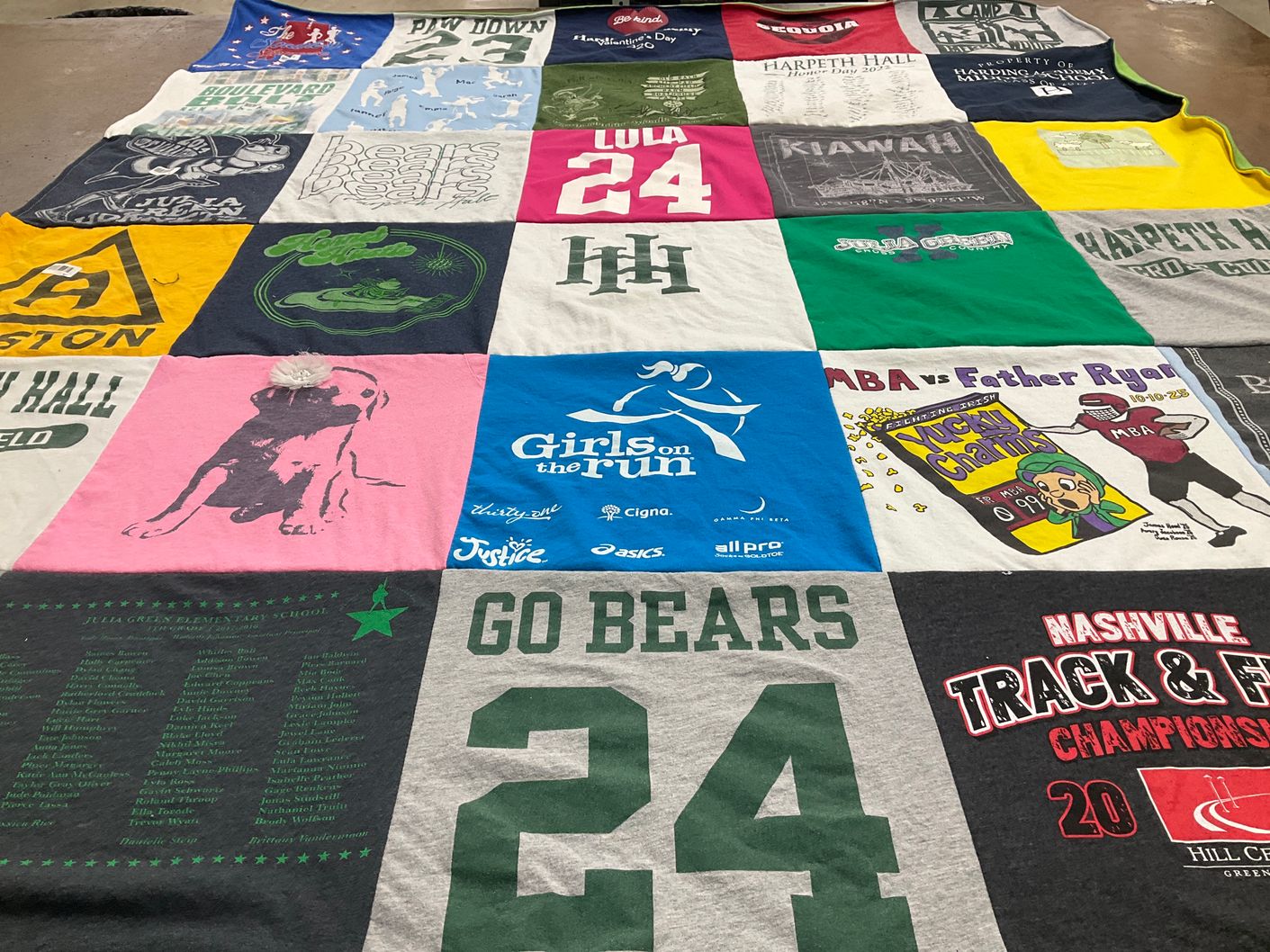 T-shirt quilt featuring mba vs father ryan, go bears by Hontas from TN