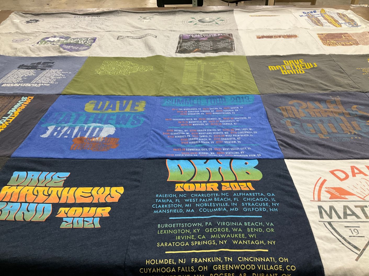 T-shirt quilt with music, concerts themes by Kathryn from OH
